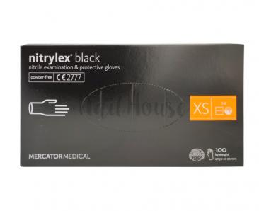 Рукавички нітрилові неопудрені Mercator Nitrylex Black, розмір XS, 100 шт