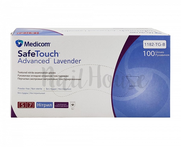 Рукавички нітрилові неопудрені Medicom SafeTouch Lavander, розмір S, 100 шт №0