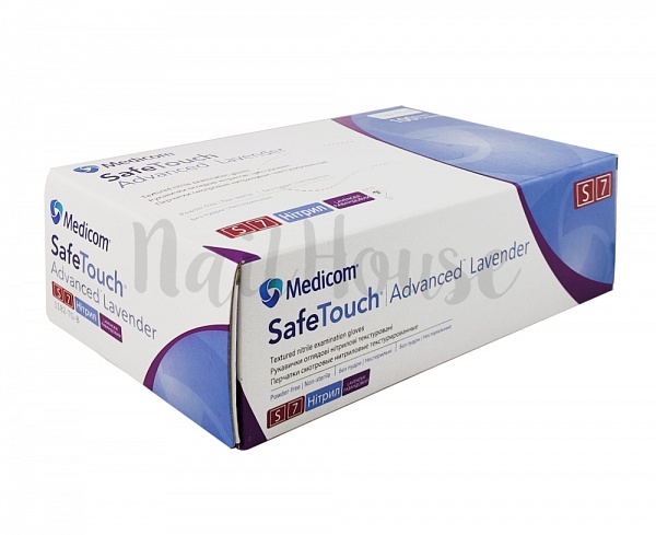Рукавички нітрилові неопудрені Medicom SafeTouch Lavander, розмір S, 100 шт №1