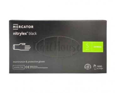 Рукавички нітрилові неопудрені Mercator Nitrylex Black, розмір S, 100 шт