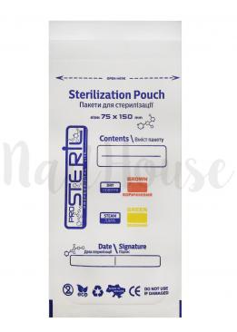 Крафт-пакети Steril 75x150 з індикатором (білі), 100 шт.