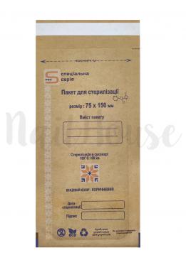 Крафт-пакети Steril 75x150 з індикатором (бурі), 100 шт.