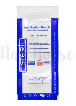 Крафт-пакети Steril 75x150 з індикатором (комбіновані прозорі), 100 шт.