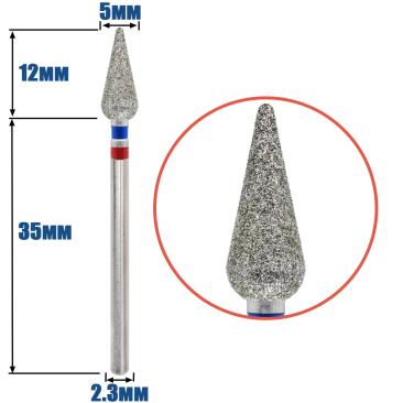 Алмазна фреза для манікюру та педикюру "Крапля", Astra (266.524.050G), синя/червона