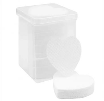 Безворсовые перфорированные салфетки "Сердечки" в пластиковом боксе (200 шт/уп), белые