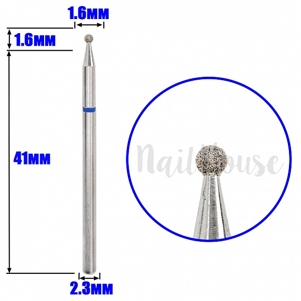 Алмазна фреза сфера (куля), Кміз (001.524.016), синя №0