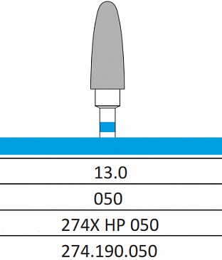 Твердосплавна фреза "Кукурудза" (конус закруглений) IQ Nails (274.190.050), синя