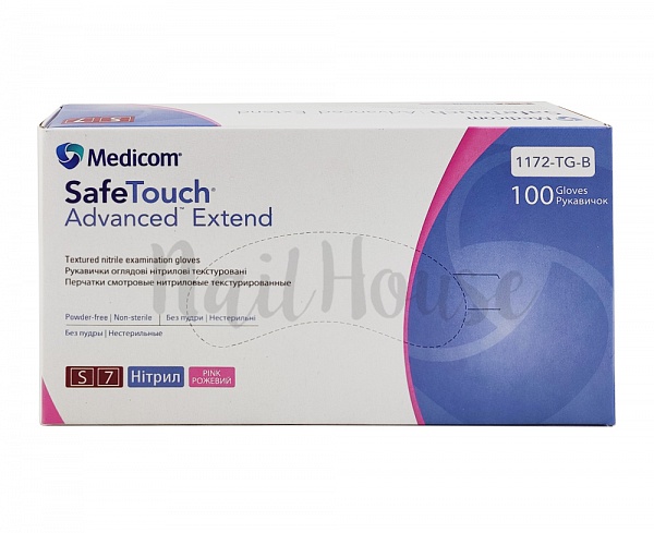 Рукавички нітрилові неопудрені Medicom SafeTouch Pink, розмір S, 100 шт №0