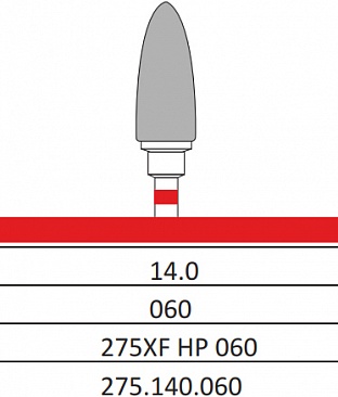 Твердосплавна фреза "Кукурудза" (конус закруглений) IQ Nails (275.140.060), червона